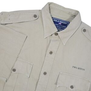 Polo Sport Ralph Lauren Shirt Mens M Button Up Epaulet Safari Military Sportsman